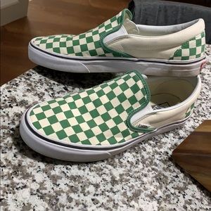 Vans size 11 green checkerboard slip ons